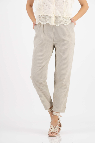 Magas derekú nadrágok,  méret: XL, Nadrág pamutból készült egyenes gumírozott derekú - StarShinerS.hu