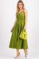 Zöld puplin midi ruha, harang alakú gumirozott derékrésszel 3 - StarShinerS.hu