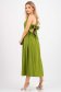 Zöld puplin midi ruha, harang alakú gumirozott derékrésszel 1 - StarShinerS.hu