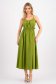 Zöld puplin midi ruha, harang alakú gumirozott derékrésszel 4 - StarShinerS.hu