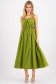 Zöld puplin midi ruha, harang alakú gumirozott derékrésszel 2 - StarShinerS.hu