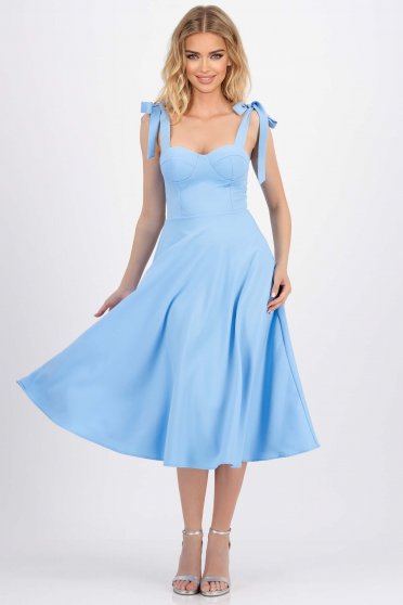 Kék ruhák, Világoskék pamut midi harang ruha - StarShinerS.hu