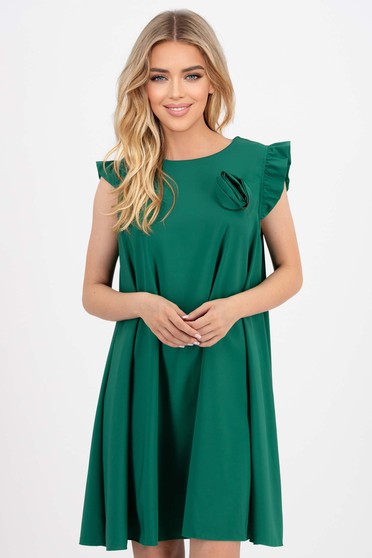 Vékony anyagú ruhák, Zöld vékony rövid bő szabású ruha - StarShinerS.hu