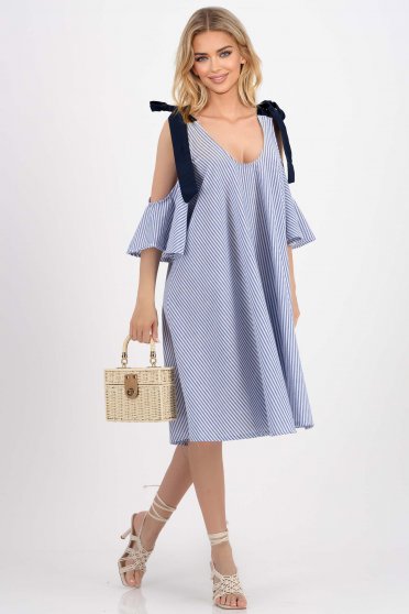 Kismama ruhák, Kék pamut rövid bő szabású ruha - StarShinerS.hu