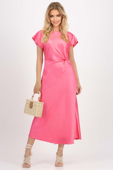 Maxi ruhák, Pink szatén harang ruha - StarShinerS.hu