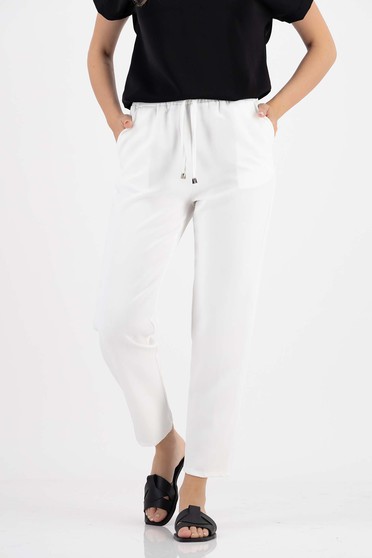 Női Nadrágok , Fehér nadrág rugalmas szövet egyenes - StarShinerS.hu