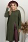 Khaki zöld pulóver kötött bő szabású hosszú 1 - StarShinerS.hu