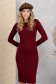 Burgundy - StarShinerS ruha krepp midi ceruza 1 - StarShinerS.hu