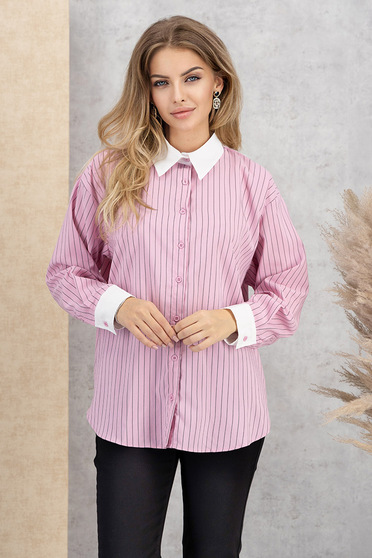 Női ingek, puplin,  méret: 4XL, Pink női ing pamut bő szabású - StarShinerS.hu