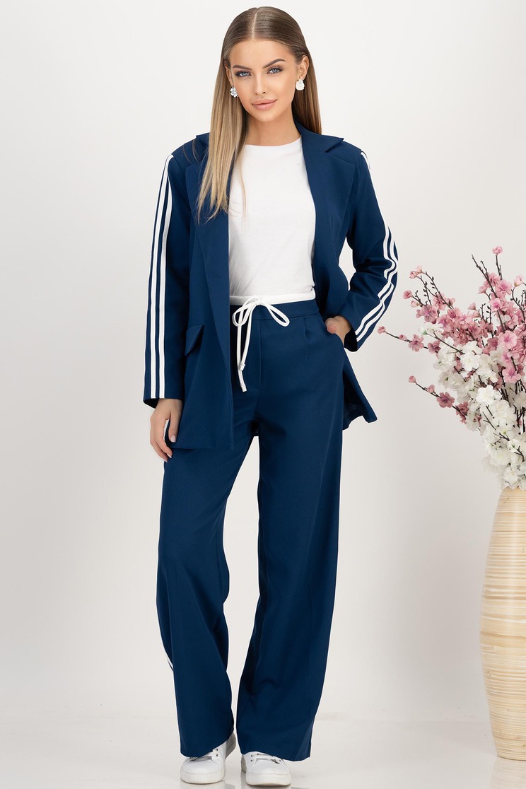 Petrolkék női kosztüm rugalmas szövet - Rochii-Dama.ro