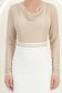 Női bézs színű blúz lurexből, testhez simuló, mély dekoltázssal - StarShinerS 5 - StarShinerS.hu