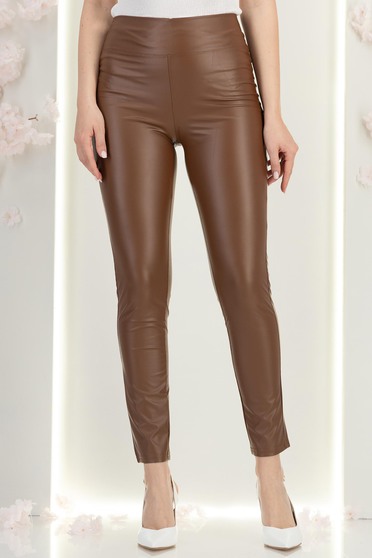 Barna jégernadrág magas derekú műbőr