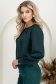 Sötétzöld szatén blúz, enyhén puffos vállakkal és redőzött anyaggal a nyakkivágásnál – StarShinerS 2 - StarShinerS.hu