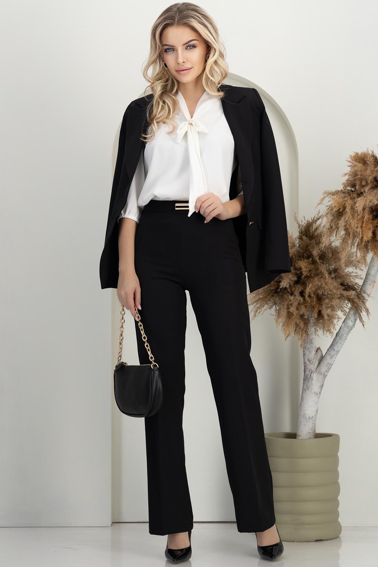 Fekete nadrág  hosszú bővülő rugalmas szövet - Rochii-Dama.ro