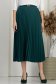 Rugalmas szövetből készült sötétzöld, midi hosszúságú, pliszírozott szoknya, A-vonalú szabással és fém kiegészítővel a deréknál – StarShinerS 6 - StarShinerS.hu