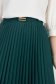 Rugalmas szövetből készült sötétzöld, midi hosszúságú, pliszírozott szoknya, A-vonalú szabással és fém kiegészítővel a deréknál – StarShinerS 6 - StarShinerS.hu