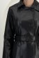 Fekete egyenes szabású műbőr trench, övvel kiegészítve 4 - StarShinerS.hu