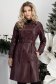 Burgundy egyenes szabású műbőr trench, övvel kiegészítve 1 - StarShinerS.hu