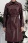 Burgundy egyenes szabású műbőr trench, övvel kiegészítve 4 - StarShinerS.hu