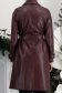 Burgundy egyenes szabású műbőr trench, övvel kiegészítve 6 - StarShinerS.hu