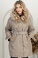 Bézs bő szabású kabát, 2 az 1-ben kapucnival és műszőrme betétekkel 1 - StarShinerS.hu