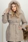 Bézs bő szabású kabát, 2 az 1-ben kapucnival és műszőrme betétekkel 3 - StarShinerS.hu