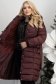 Hosszú burgundy dzseki steppelt anyagból, övvel és levehető műszőrme betéttel – stílusos és meleg viselet 4 - StarShinerS.hu