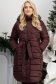 Hosszú burgundy dzseki steppelt anyagból, övvel és levehető műszőrme betéttel – stílusos és meleg viselet 1 - StarShinerS.hu