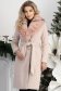 Világos rózsaszínű szövetkabát levehető műszőrme gallérral 1 - StarShinerS.hu