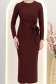 Bordó, midi hosszúságú kötött ceruzaruha oldalt sliccel - StarShinerS 5 - StarShinerS.hu