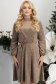 Bézs ruha - StarShinerS bársony térdig érő harang alakú gumirozott derékrésszel 1 - StarShinerS.hu