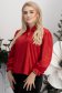 Piros csillogó bársony blúz, enyhén bő szabással és fodros ujjakkal – StarShinerS 2 - StarShinerS.hu