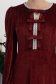 Burgundy bársony midi, A-vonalú ruha, elöl masnikkal és strasszkövekkel díszítv 5 - StarShinerS.hu