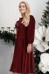 Burgundy bársony midi, A-vonalú ruha, elöl masnikkal és strasszkövekkel díszítve 2 - StarShinerS.hu