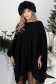 Fekete finom kötött anyagból készült, bő szabású blúz háromnegyedes ujjakkal és műszőrme betétekkel 1 - StarShinerS.hu