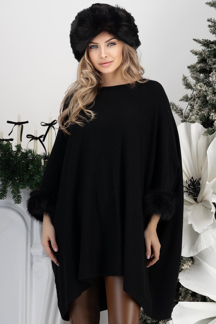 Fekete női blúz bő szabású kötött - Rochii-Dama.ro