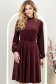 Burgundy bársony, térdig érő A-vonalú ruha rugalmas derékrésszel - StarShinerS 1 - StarShinerS.hu