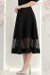 Fekete, midi hosszúságú szövet szoknya harangszabással és csipkeapplikációkkal - StarShinerS 3 - StarShinerS.hu