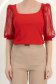 Piros testhezálló krepp blúz háromnegyedes csipkeujjakkal - StarShinerS 6 - StarShinerS.hu