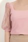 Púder rózsaszín testhezálló krepp blúz háromnegyedes csipkeujjakkal - StarShinerS 5 - StarShinerS.hu