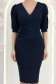 Sötétkék jersey ruha, midi hosszúságú, ceruza fazonú, puffos ujjakkal - StarShinerS 5 - StarShinerS.hu