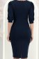 Sötétkék jersey ruha, midi hosszúságú, ceruza fazonú, puffos ujjakkal - StarShinerS 6 - StarShinerS.hu