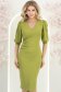 Világos zöld jersey ruha, midi hosszúságú, ceruza fazonú, puffos ujjakkal - StarShinerS 2 - StarShinerS.hu
