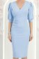Világoskék jersey ruha, midi hosszúságú, ceruza fazonú, puffos ujjakkal - StarShinerS 5 - StarShinerS.hu