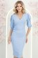 Világoskék jersey ruha, midi hosszúságú, ceruza fazonú, puffos ujjakkal - StarShinerS 1 - StarShinerS.hu