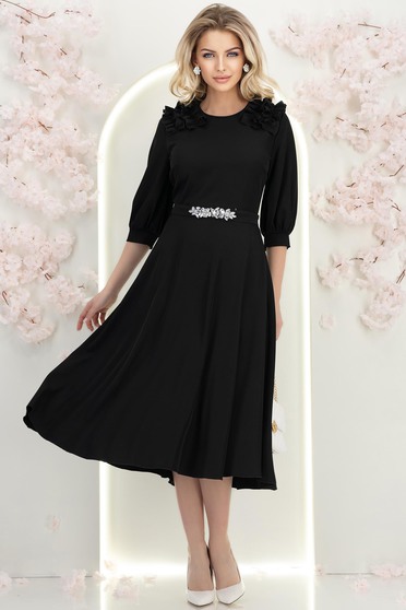 Fekete ruha - StarShinerS könnyed midi harang