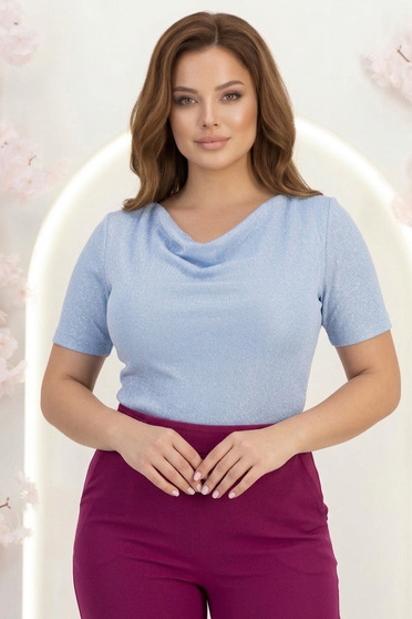 Világoskék női blúz - StarShinerS szűk szabású lurex