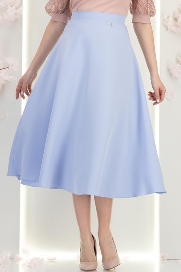 Fusta din stofa albastru deschis  midi in clos - StarShinerS