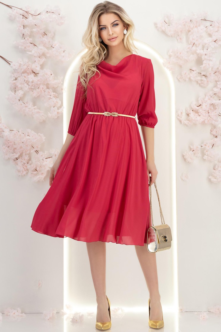 bonprix ruha Fukszia ruha - StarShinerS muszlin harang alakú gumirozott derékrésszel midi