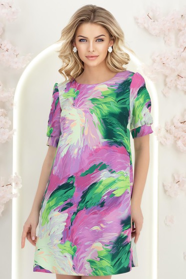 Zöld ruha - StarShinerS rugalmas szövet rövid bő szabású